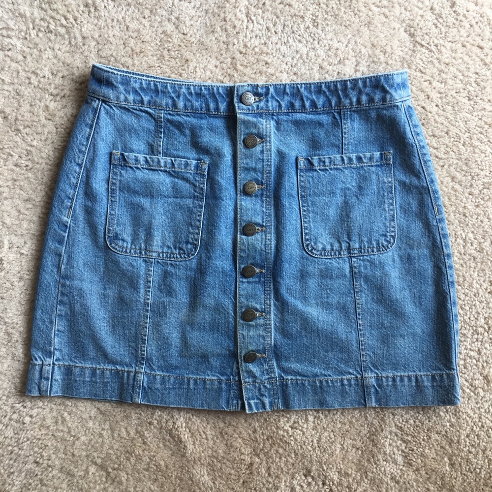 LOFT button front denim skirt